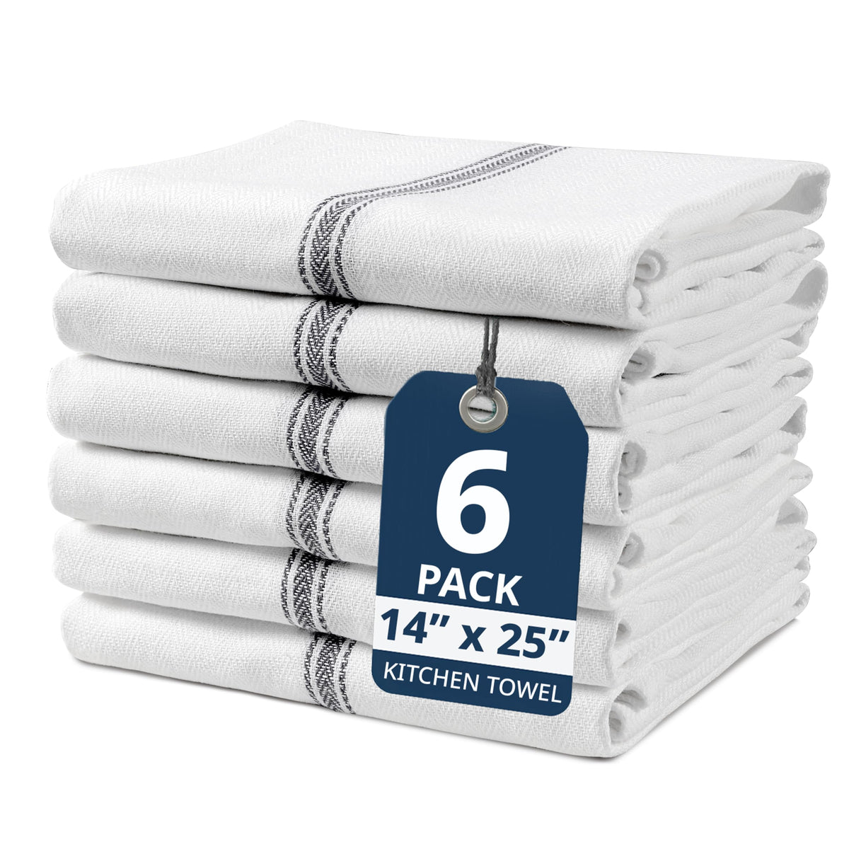 LANE LINEN Dish Towels for Kitchen 100% Cotton Absorbent Lint-Free 6 Pack