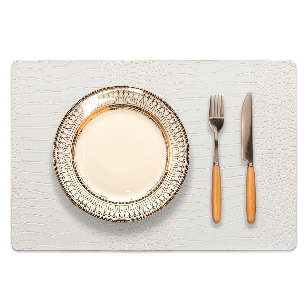 Set of 4 Faux Leather Placemats, PU Table Mats, Waterproof, Stain Resistant, Heat Resistant, Easy to Clean for Kitchen Dining Table,Conference Table