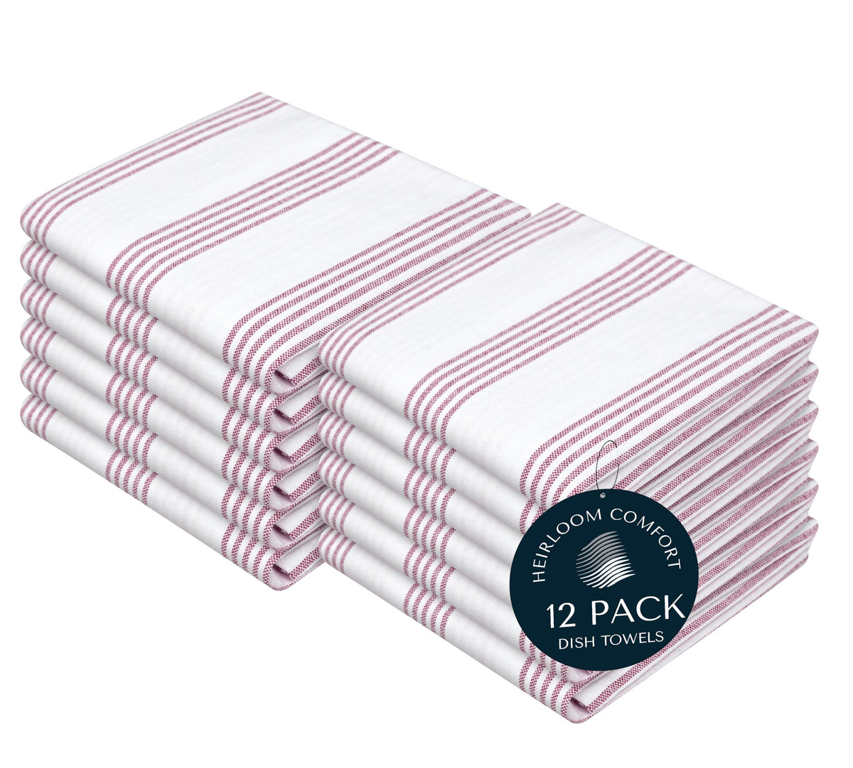 Rust Stripe Dish Towels, 5 Pack, 100% Cotton, Super Absorbent and Quick Dry, Multi Pin Striped Kitchen Towel Set, Durable Wash Cloths for Kitchen Use, Cleaning & Drying Dishes