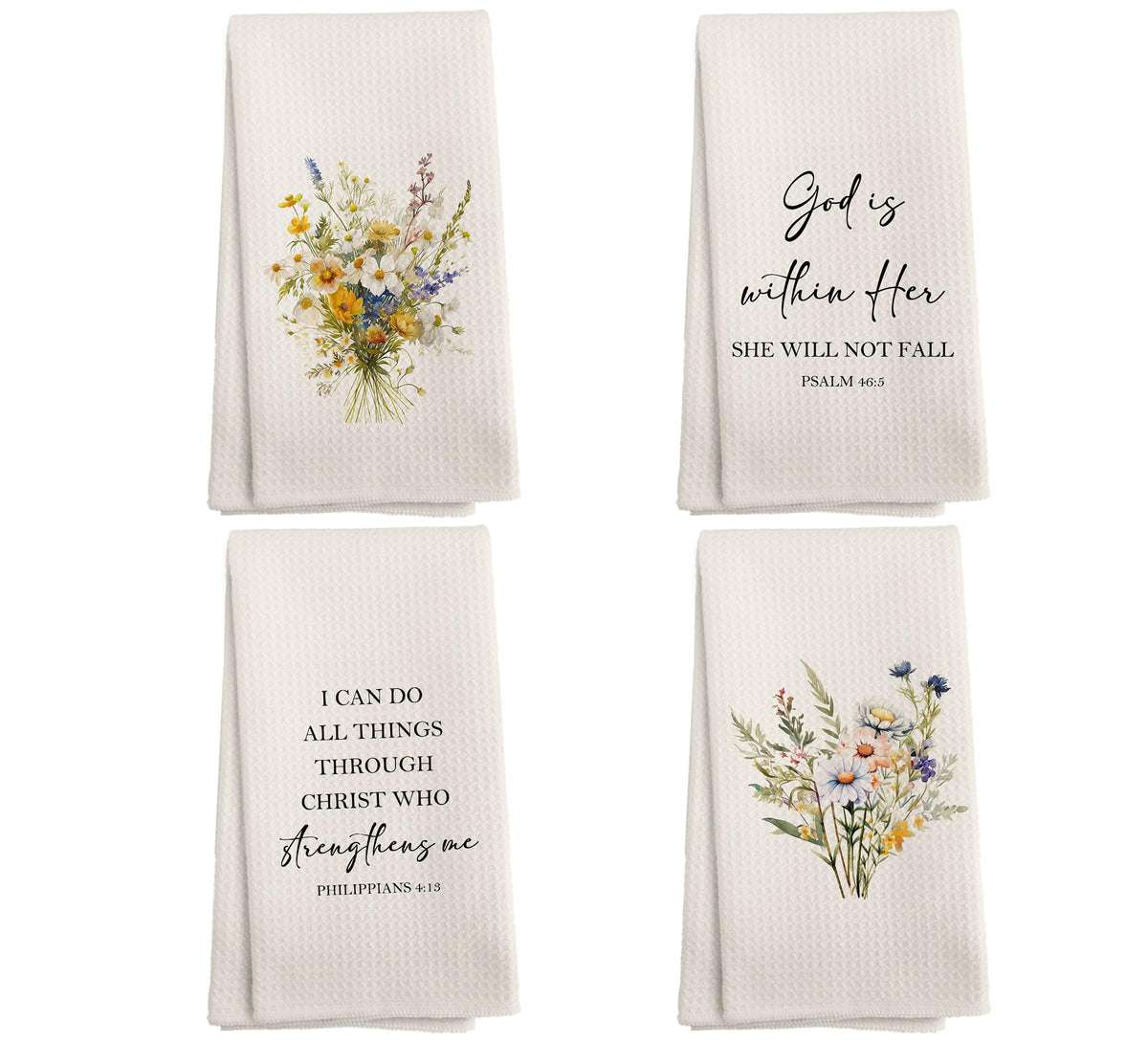 Vintage Floral Kitchen Towels and Dishcloths Set of 2, Vintage Decorative Kitchen Towels, Bouquet Decorative Towels, Retro Wildflower Drying Cloth Hand Towels for Bathroom Kitchen, 16×24 Inches