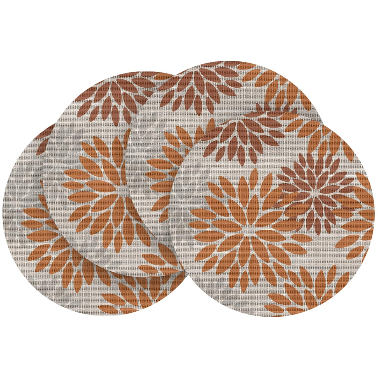 Artoid Mode Floral Vinyl Placemats Set of 4, 12x18 Inch Washable Non-Slip Plastic Vinyl Place Mats for Party Kitchen Dining Decor, Brown