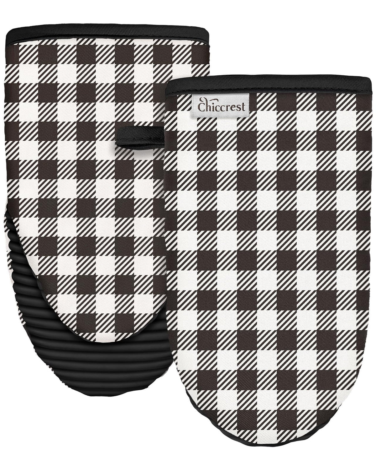 100% Thick Cotton Oven Mitts Ribbed Soft Silicone Natural Leaf