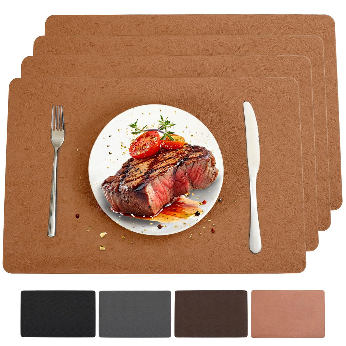 Vinyl Plastic Placemats Set of 6 Waterproof Wipeable Table Mats