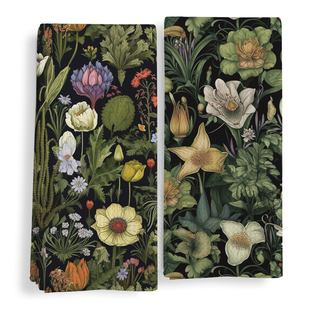 Vintage Boho Floral Kitchen Towels Set of 2, Retro Wildflowers Decorative Dish Tea Towels, Cottagecore Botanical Hand Towels for Bathroom, Cottagecore Floral Bathroom Decor, 16X24In