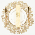 Gold Leaf Placemats Set of 8 Metallic Round Table Placemats
