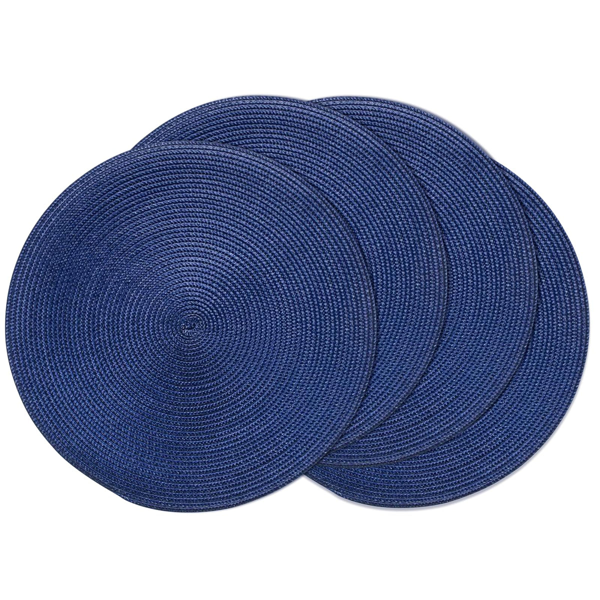 AHHFSMEI Round Placemats Set of 6 Heat Resistant Washable Non-Slip Woven Braided Table Mats for Dining Table Kitchen & Home Decor (Black)