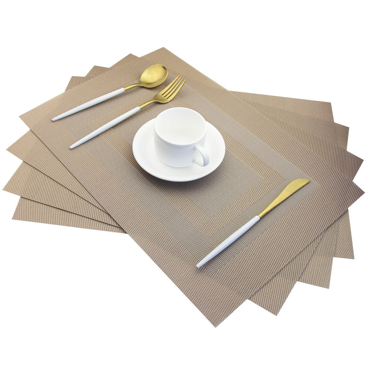 PIGCHCY Placemats,Washable Vinyl Woven Table Mats,Elegant Durable Placemats for Dining Table Set of 4 (18 x 12 inches, Navy Blue)