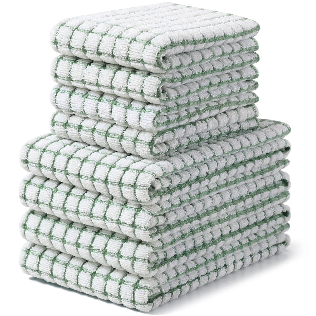 Homaxy Cotton Terry Kitchen Towels and Dishcloths Set of 8, Mixed Color