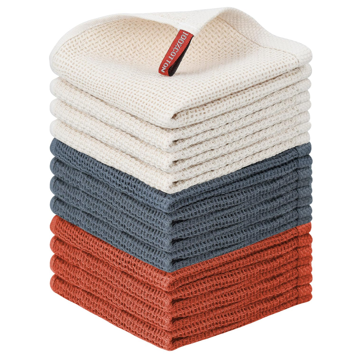 Nialnant 6 Pack Kitchen Towels and Dishcloths Sets,100% Cotton Soft Absorbent Quick Drying Dish Towels for Kitchen,Washing Dishes,12x12 Inches, Multi Color