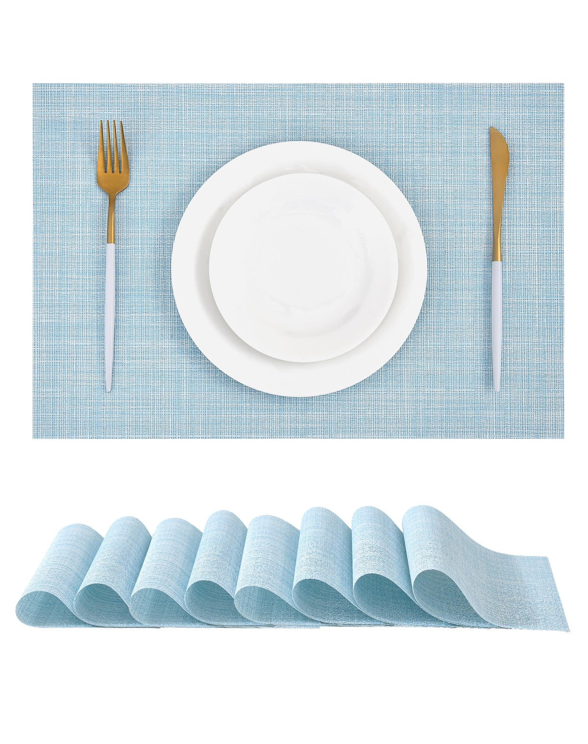 Beige White Placemats Set of 4 - Heat Resistant Non-Slip Place mats for Dining Table, Washable Durable PVC Vinyl Woven Table Mats(Beige White, 4)