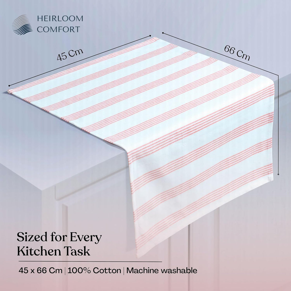 Rust Stripe Dish Towels, 5 Pack, 100% Cotton, Super Absorbent and Quick Dry, Multi Pin Striped Kitchen Towel Set, Durable Wash Cloths for Kitchen Use, Cleaning & Drying Dishes