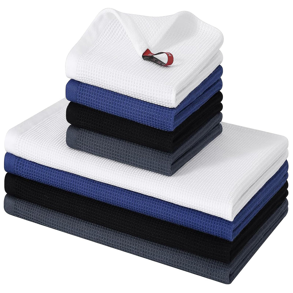 Homaxy 100% Cotton Kitchen Towels and Dishcloths Set - 8 Pack Waffle Weave Soft and Absorbent Dish Towels - 26 X 16 Inch and 12 X 12 Inch - Beige/Dark Grey/Brown/Light Grey