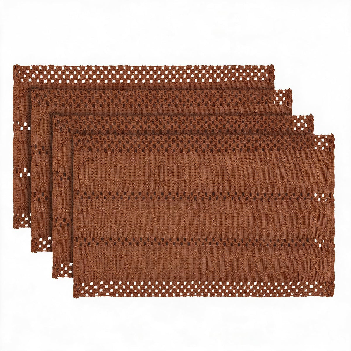 Artoid Mode Black Woven Rustic Hollow Placemats Set of 4-12x18 Inch