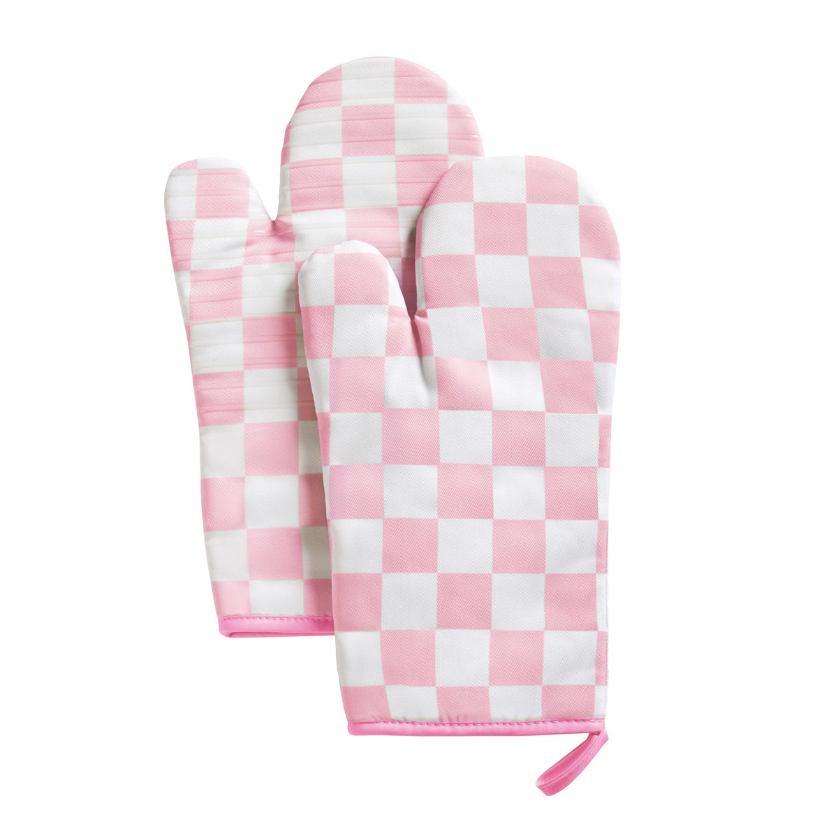 Ohocut Navy Blue Checkered Oven Mitts Heat Resistant, Vintage Retro Checkerboard Cute Oven Mitts, Non-Slip Silicone Kitchen Oven Gloves, 2-Pack Set, 7''x13''