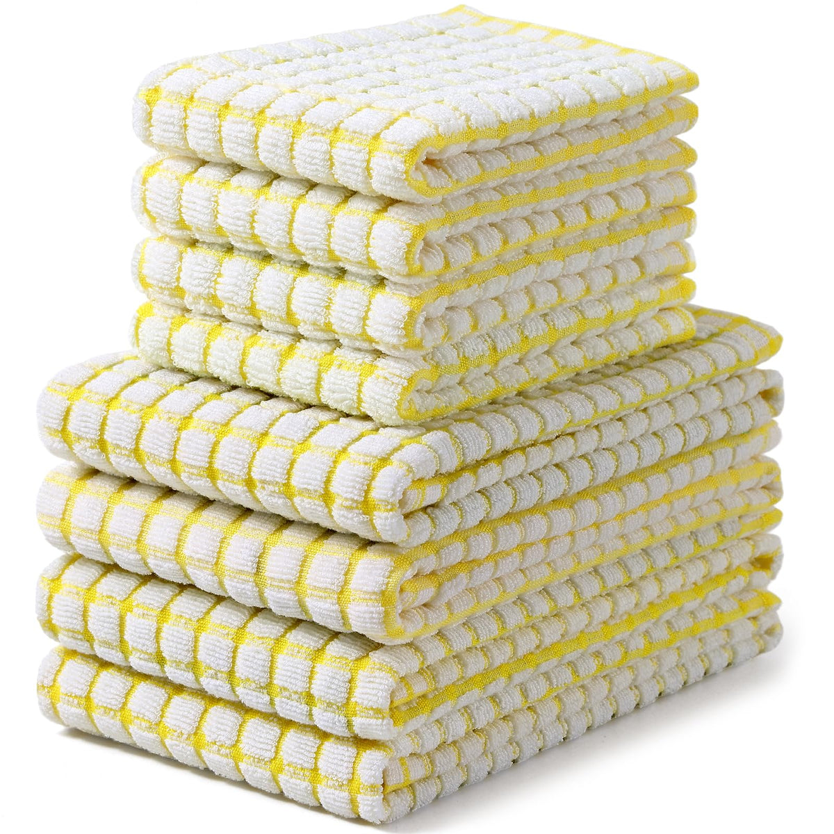 Homaxy Cotton Terry Kitchen Towels and Dishcloths Set of 8, Mixed Color