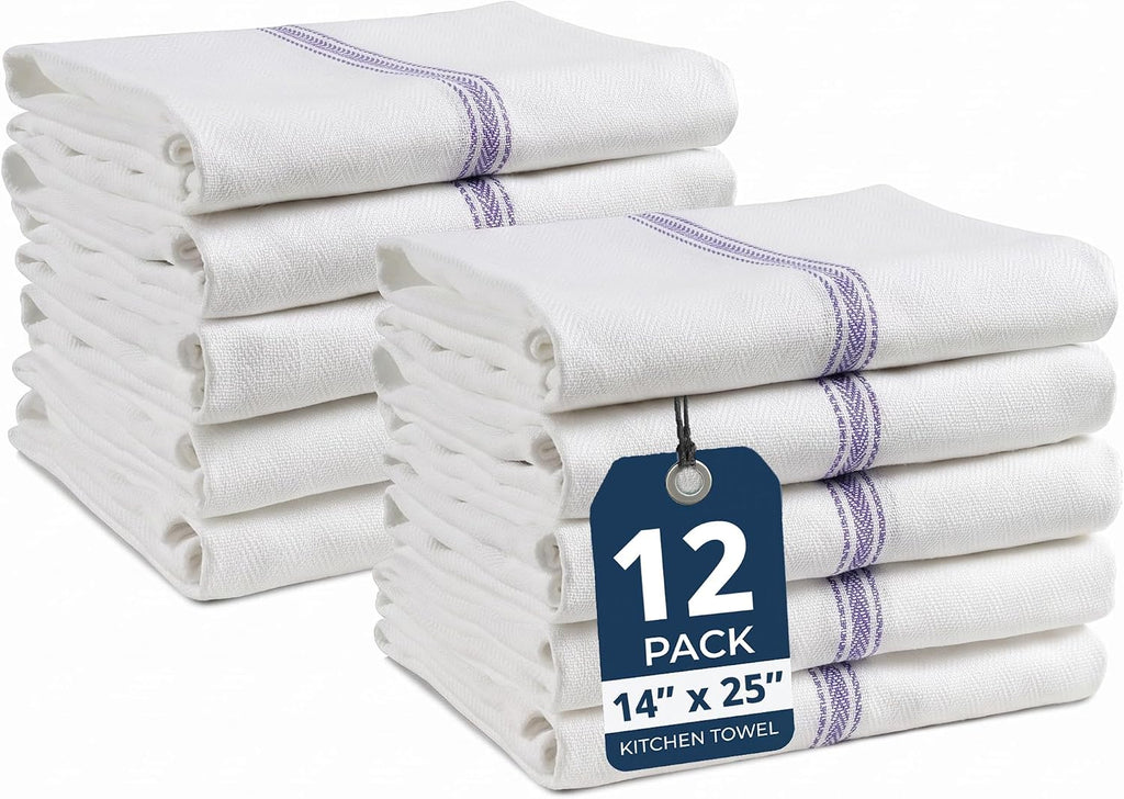 LANE LINEN Kitchen Hand Towels 100% Cotton Absorbent Lint-Free 12 Pack