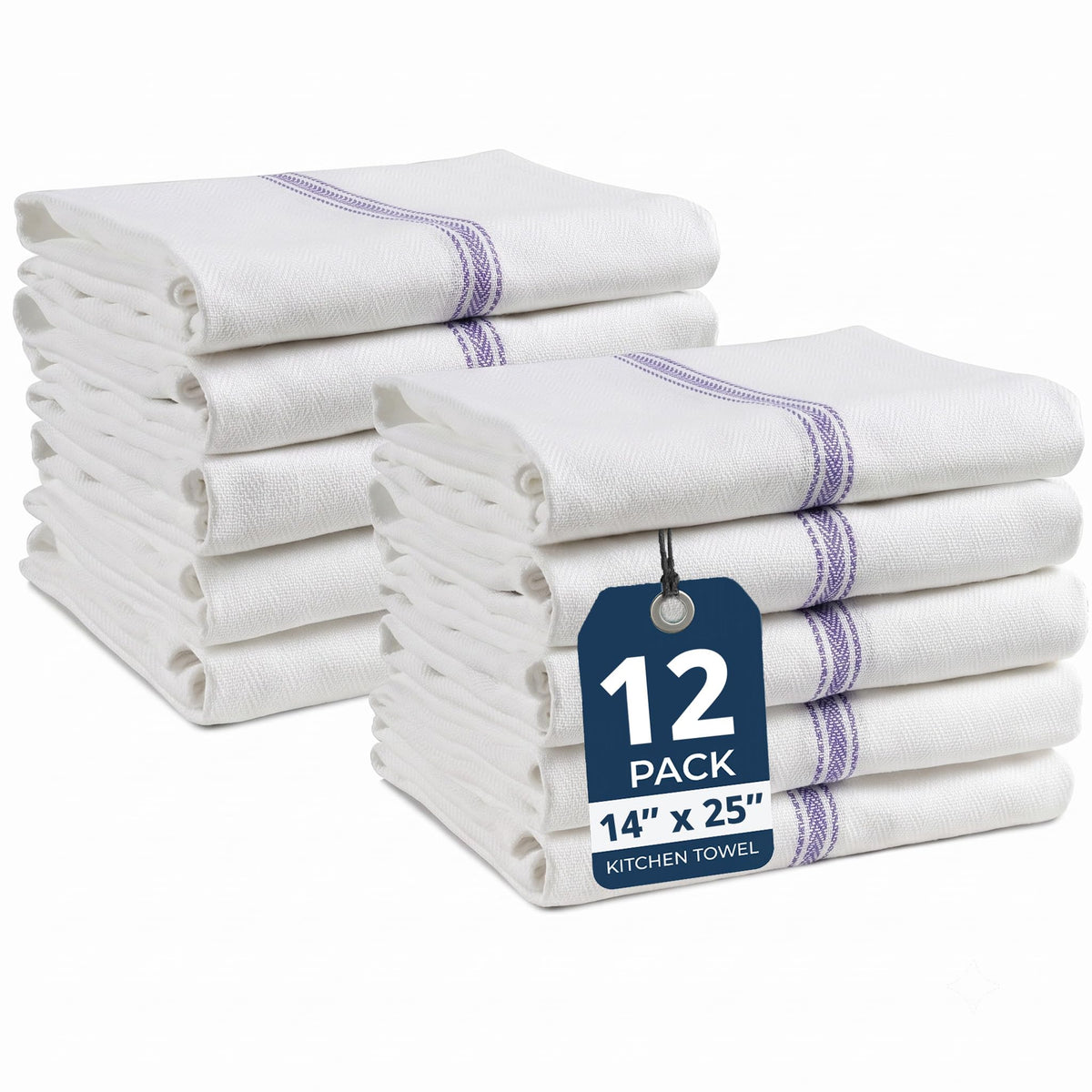 LANE LINEN Dish Towels for Kitchen 100% Cotton Absorbent Lint-Free 6 Pack