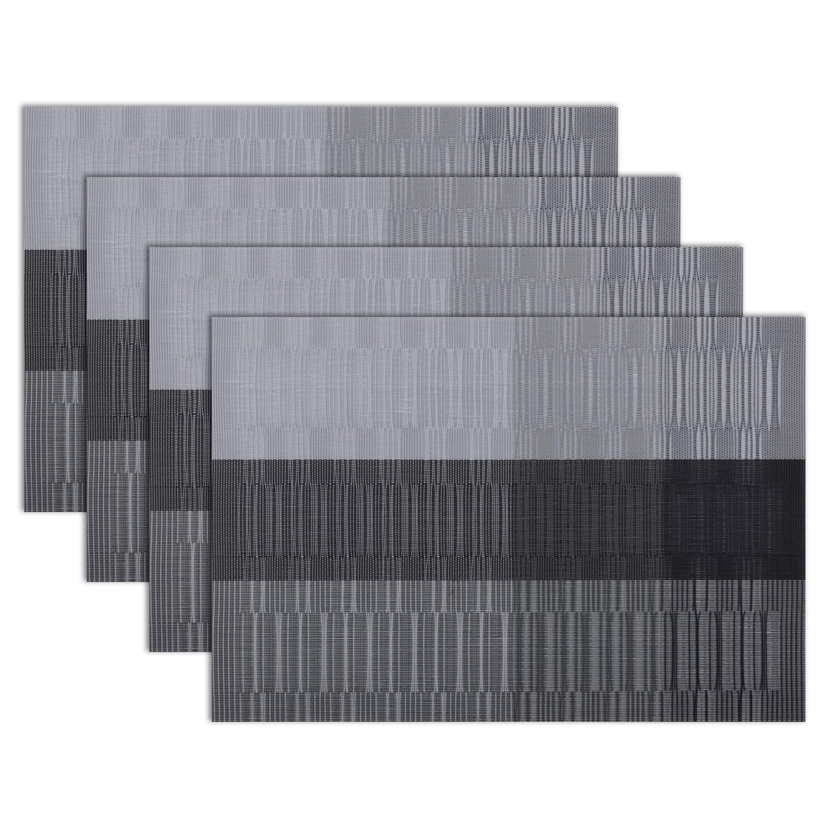 Winknowl Placemats Set of 8, Heat Resistant Non-Slip Vinyl Woven Table Mats for Dining Table, Washable Durable Elegant Place Mats for Kitchen Indoor/Outdoor Use (Beige Blue)