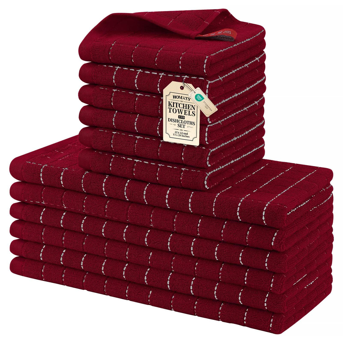 Homaxy Cotton Terry Kitchen Towels and Dishcloths Set of 8, Black