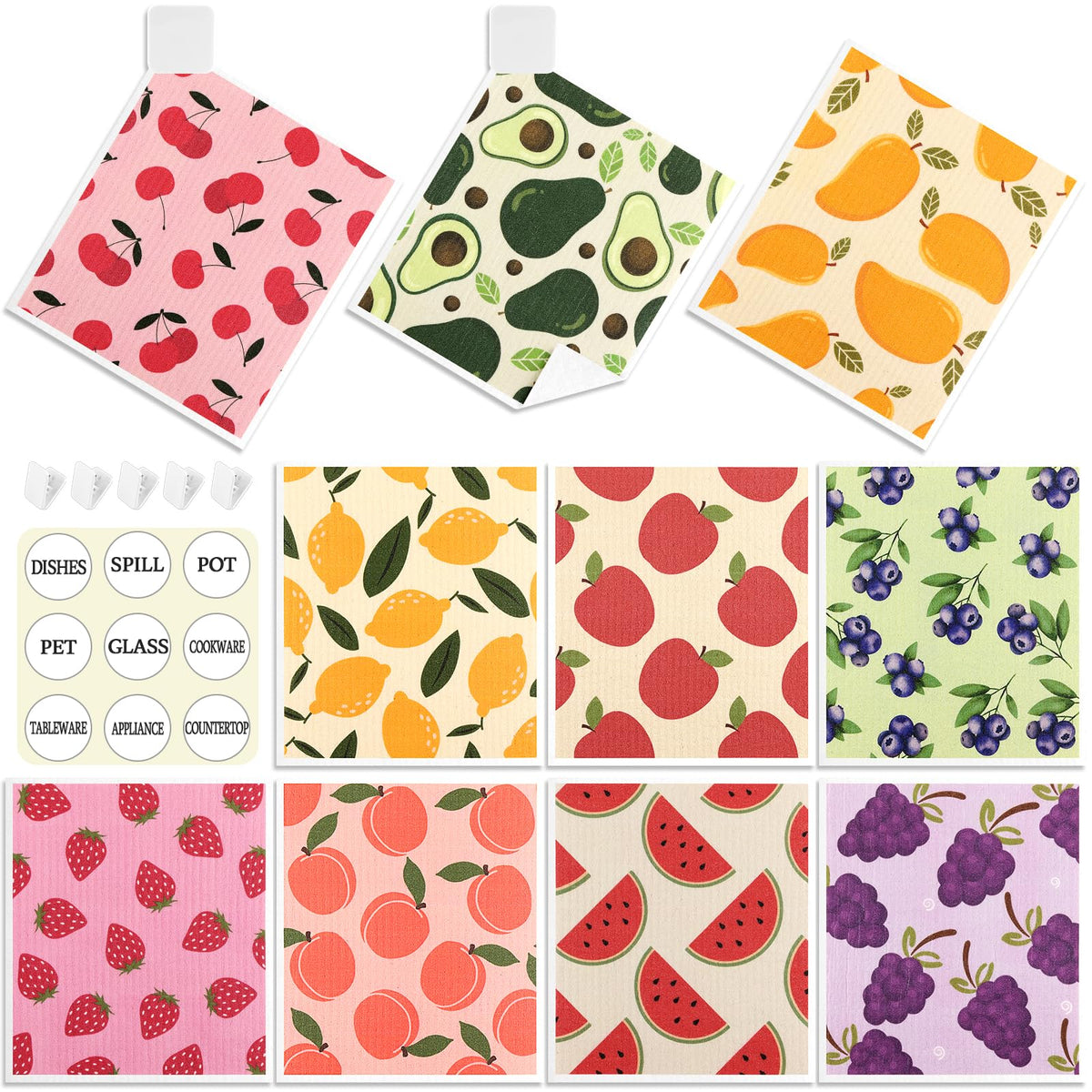 Lucomb Swedish Dish Cloths for Kitchen | 6-Pack Super Absorbent Washable Cleaning Cloths Reusable Paper Towels| Quick-Drying Sponge Wipes No Odor for Party Home Housewarming Kitchen Cleaning