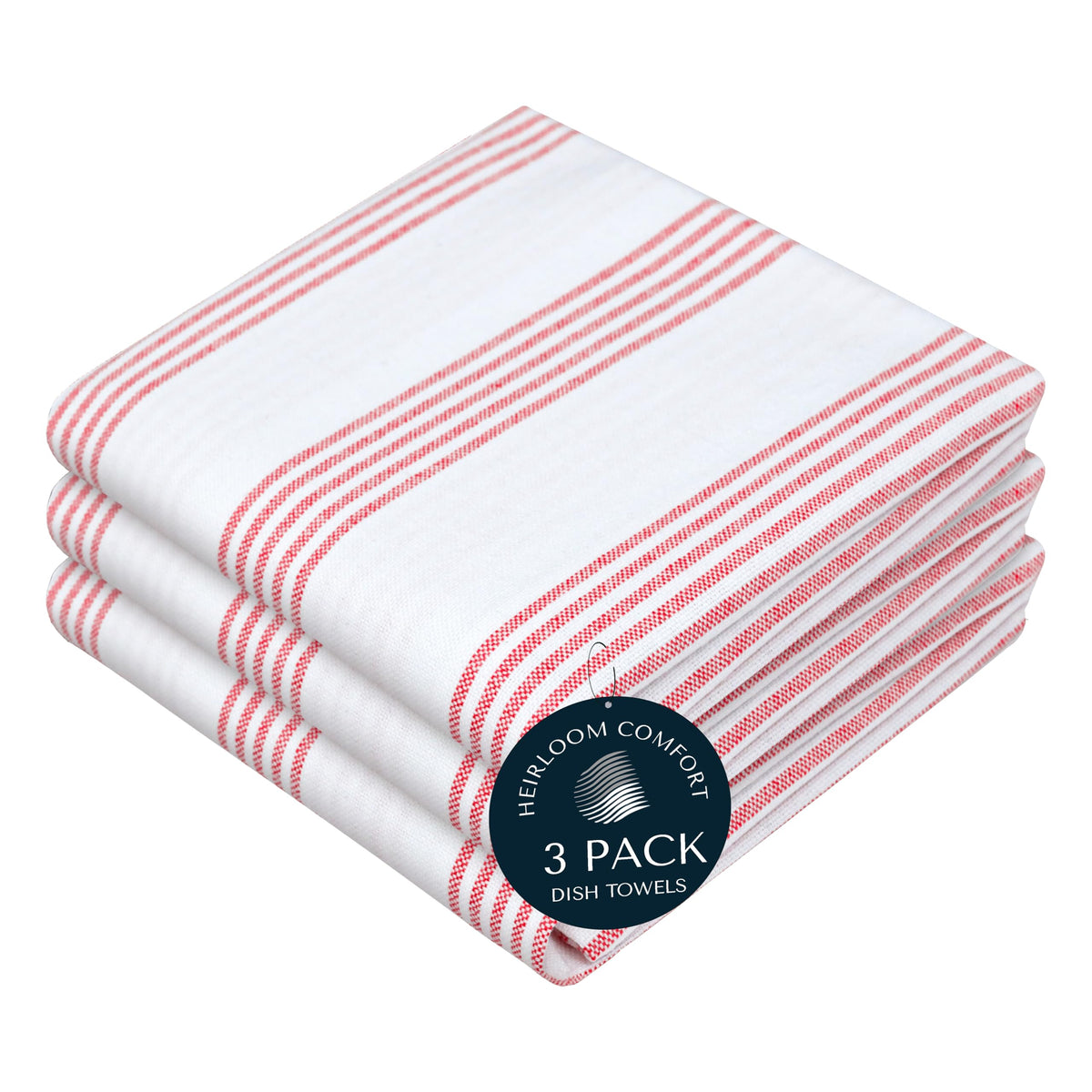 Rust Stripe Dish Towels, 5 Pack, 100% Cotton, Super Absorbent and Quick Dry, Multi Pin Striped Kitchen Towel Set, Durable Wash Cloths for Kitchen Use, Cleaning & Drying Dishes