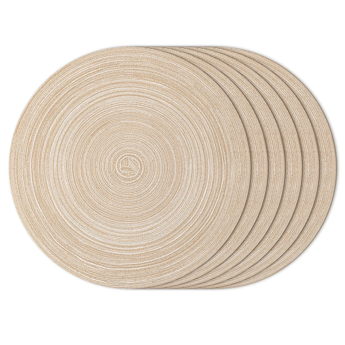 Topotdor Round Placemats Set of 6,Washable Woven Table Mats,Pink