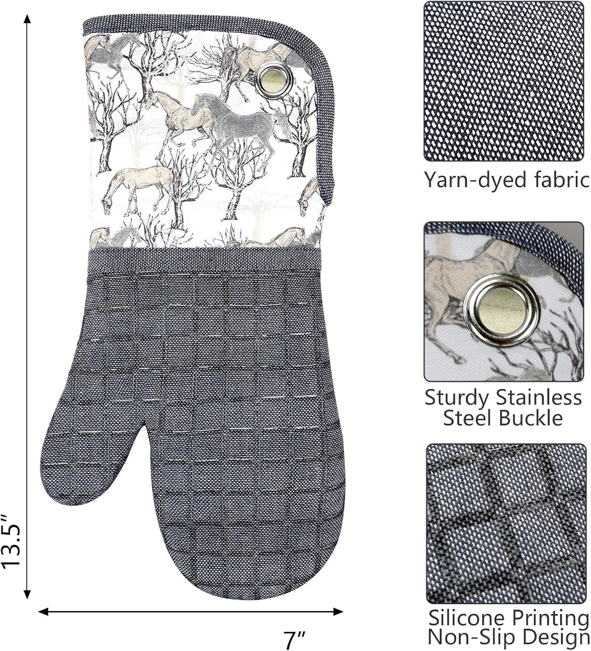 Silicone Printing Oven Mitts Heat Resistant to 500 Degree