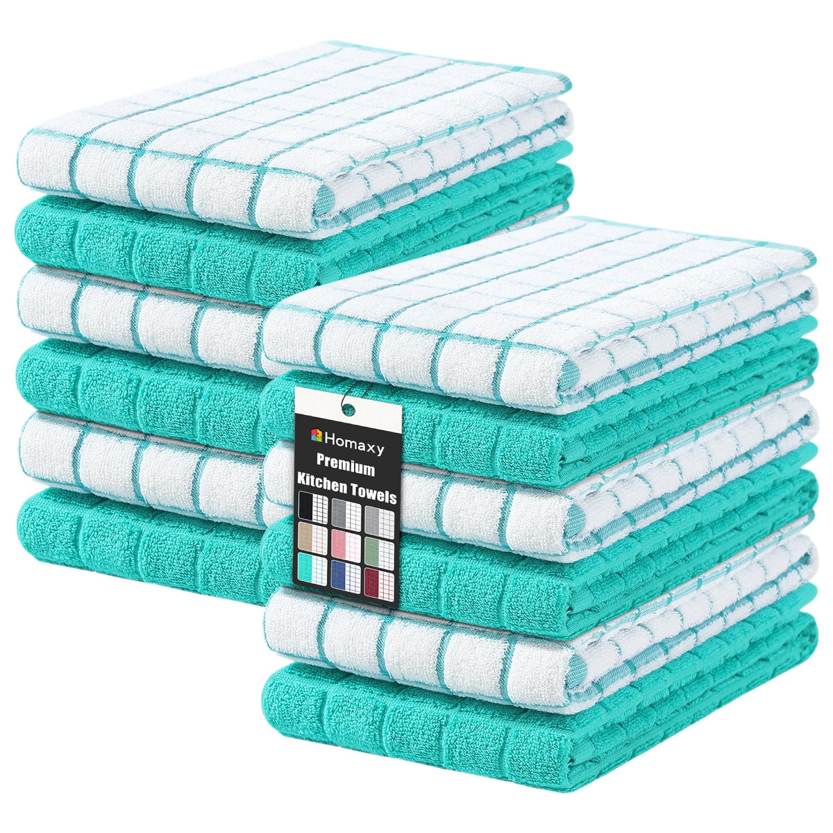 Homaxy Large Premium Cotton Kitchen Towels 16"x 28", 6 Pack, Grey