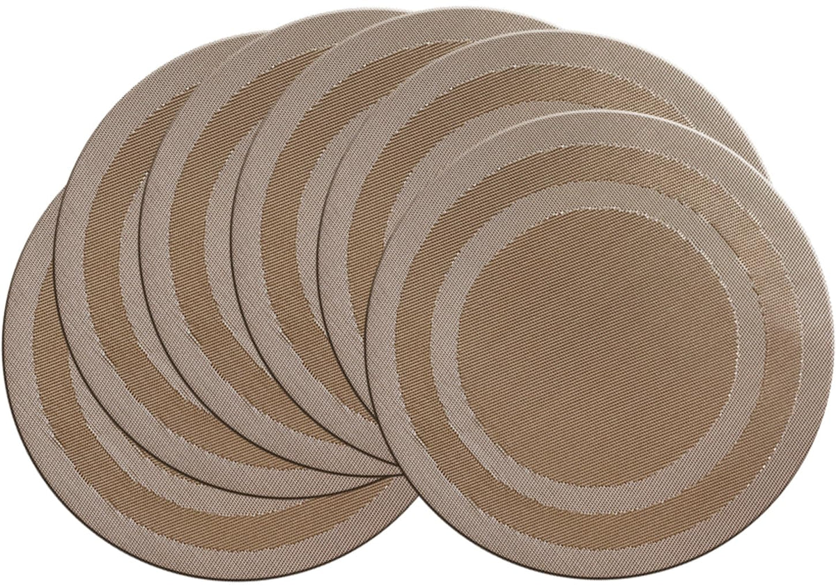 PIGCHCY Place Mats Heat-Resistant Non Slip Placemats Easy Wipe Clean Table Mats Woven Vinyl Placemats for Dining Table(Set of 6, Brown)