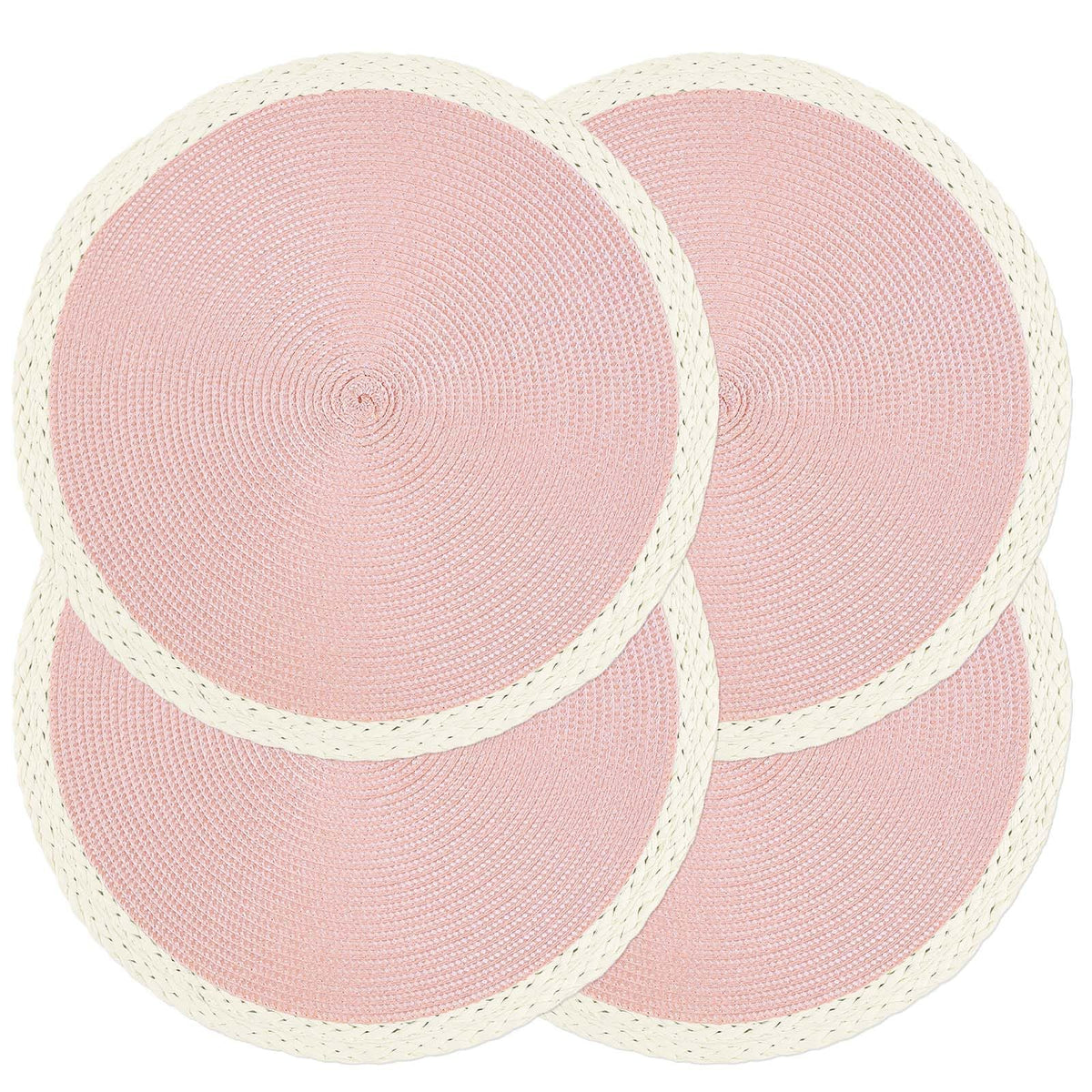 Round Placemats Set of 4, Woven Table Mats, Thin Edge, Black