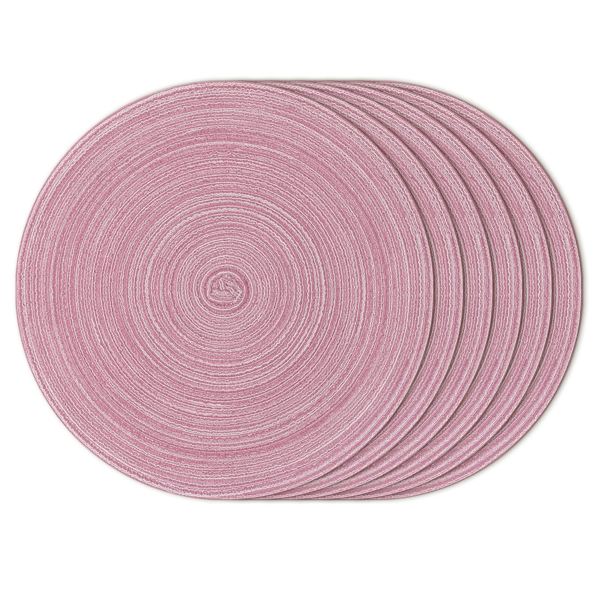 Topotdor Round Placemats Set of 6,Washable Woven Table Mats,Pink