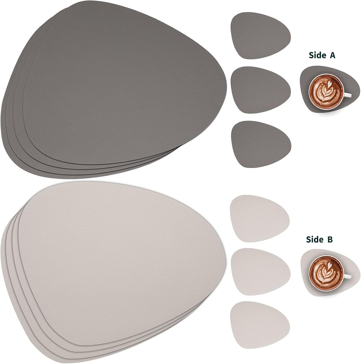 Myir JUN Placemats Set of 4 Faux Leather Placemats with Coasters