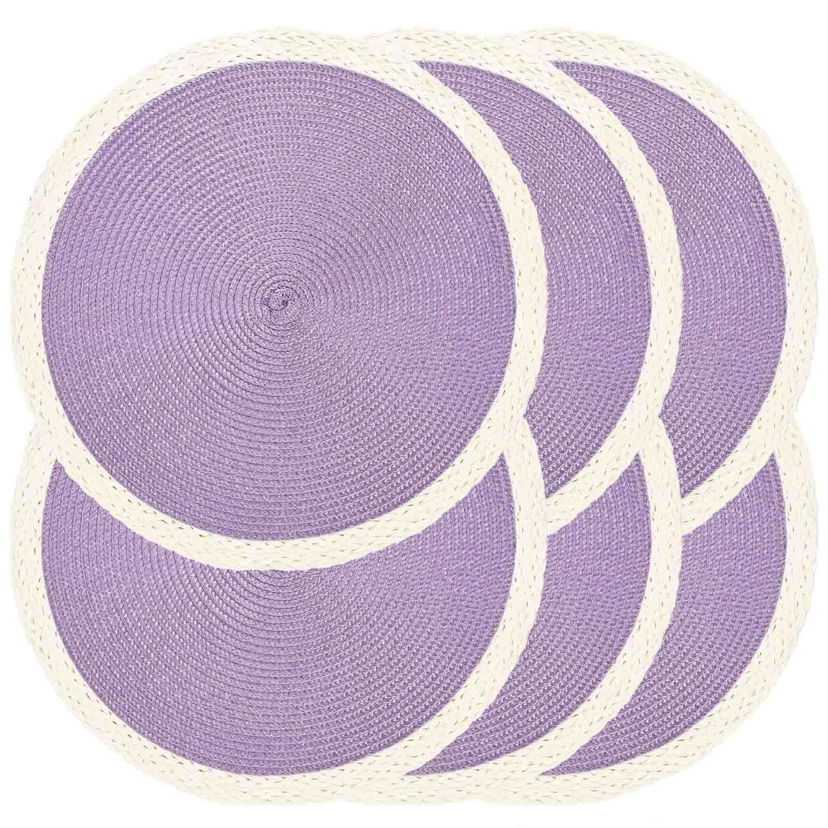 Round Placemats Set of 4, Woven Table Mats, Thin Edge, Black