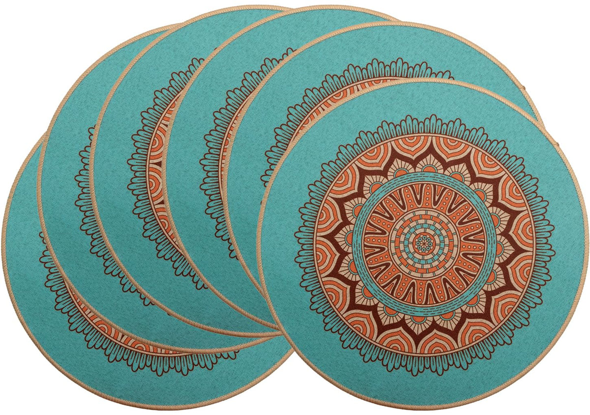 PIGCHCY Place Mats Heat-Resistant Non Slip Placemats Easy Wipe Clean Table Mats Woven Vinyl Placemats for Dining Table(Set of 6, Brown)