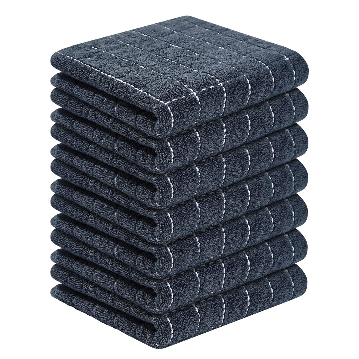 Homaxy 100% Cotton Terry Kitchen Towels, 2 Pack, Black