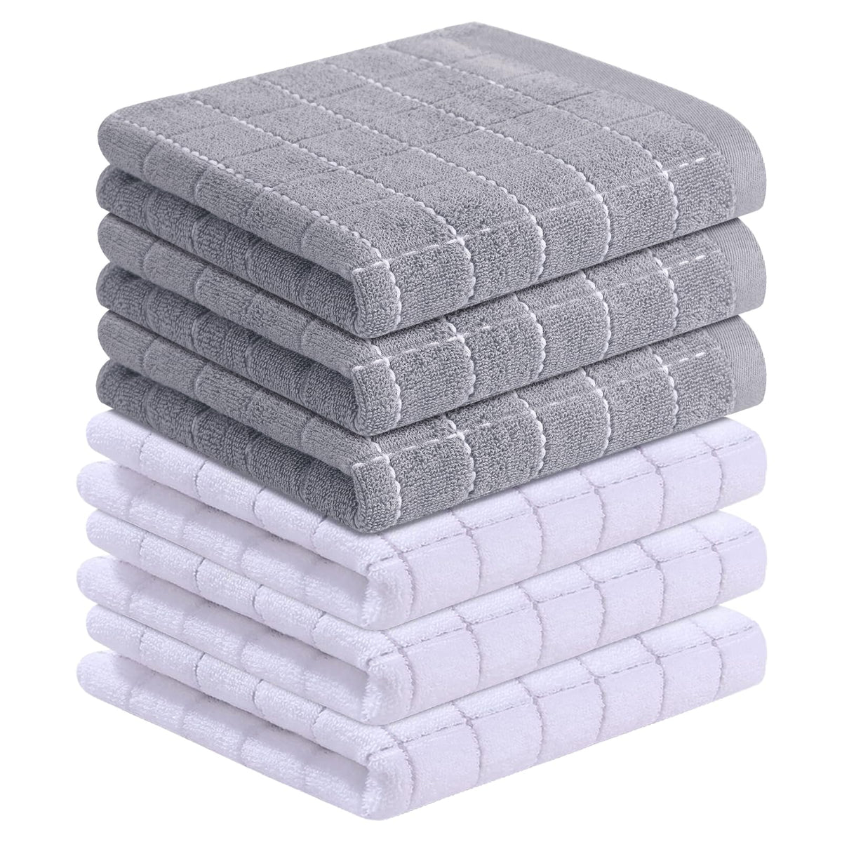 Homaxy 100% Cotton Terry Kitchen Towels, 4 Pack, Black