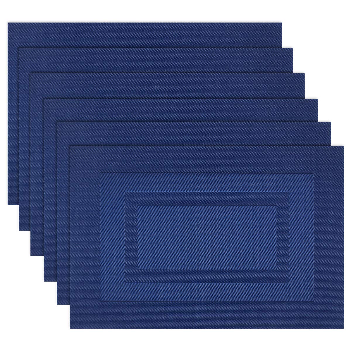 PIGCHCY Placemats,Washable Vinyl Woven Table Mats,Elegant Durable Placemats for Dining Table Set of 6 (Bamboo-Brown)
