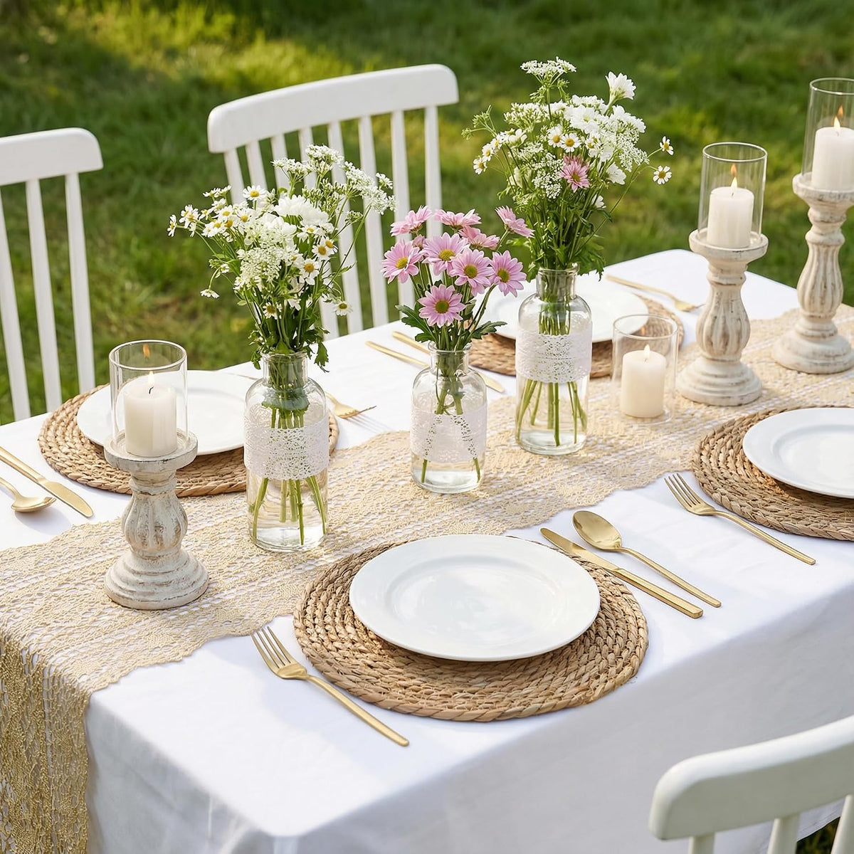 Round Woven Placemats 8PCS 13in Rattan Charger Wicker Boho Place mat