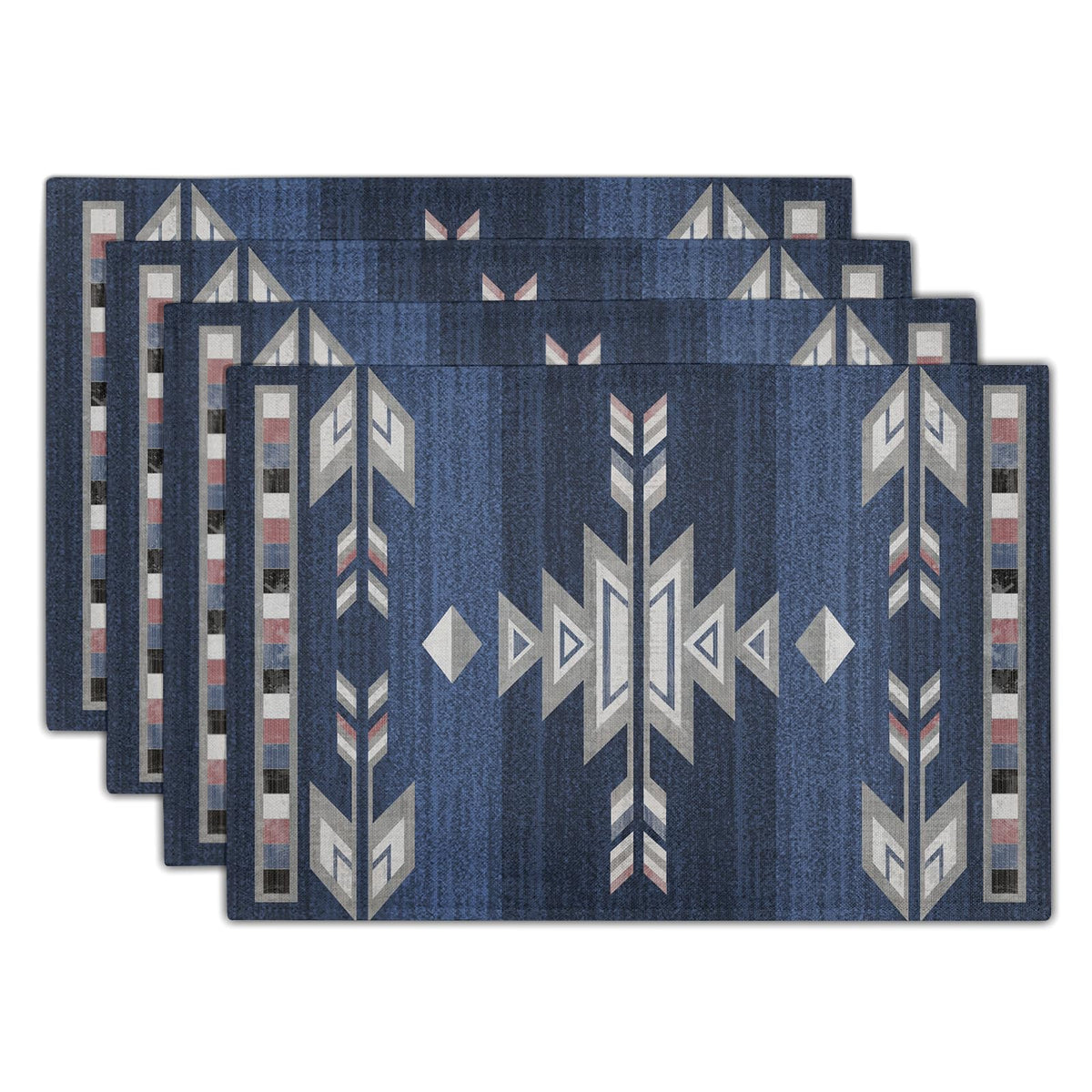 Giwawa Boho Ethnic Placemats Set of 4 Vintage Orange Brown Retro Flower Decorative Linen Table Place Mats 12"x18" Rustic Country Style Floral Place Mats Heat Resistance for Kitchen Dining Farmhouse