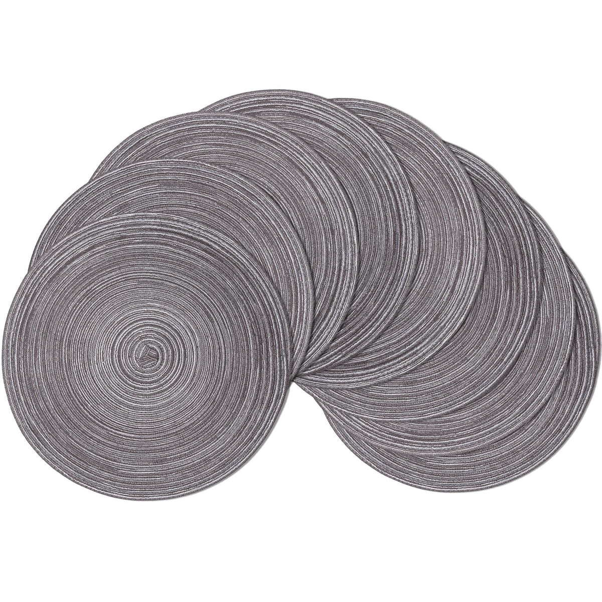 SHACOS Round Braided Placemats Set of 4 Washable Place Mats for Dining Tables 15 inch Non Slip Kitchen Table Mats (Beige, 4)