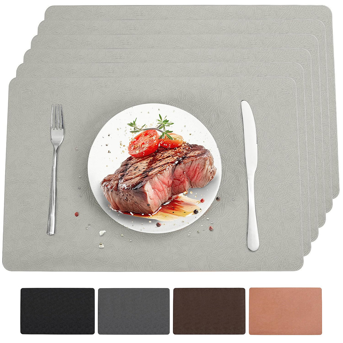 Vinyl Plastic Placemats Set of 6 Waterproof Wipeable Table Mats