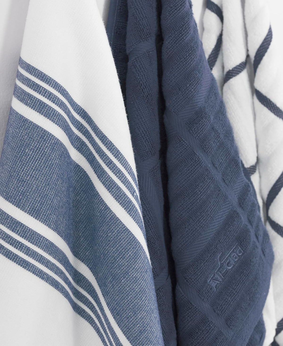 All-Clad Dual-Purpose Kitchen Towels: Highly Absorbent, Super Soft Long Lasting - 100% Cotton, 17"x30" Dish Towels for Cleaning & Drying Dishes, Pans, Glassware, or Countertops, (3-Pack), Indigo