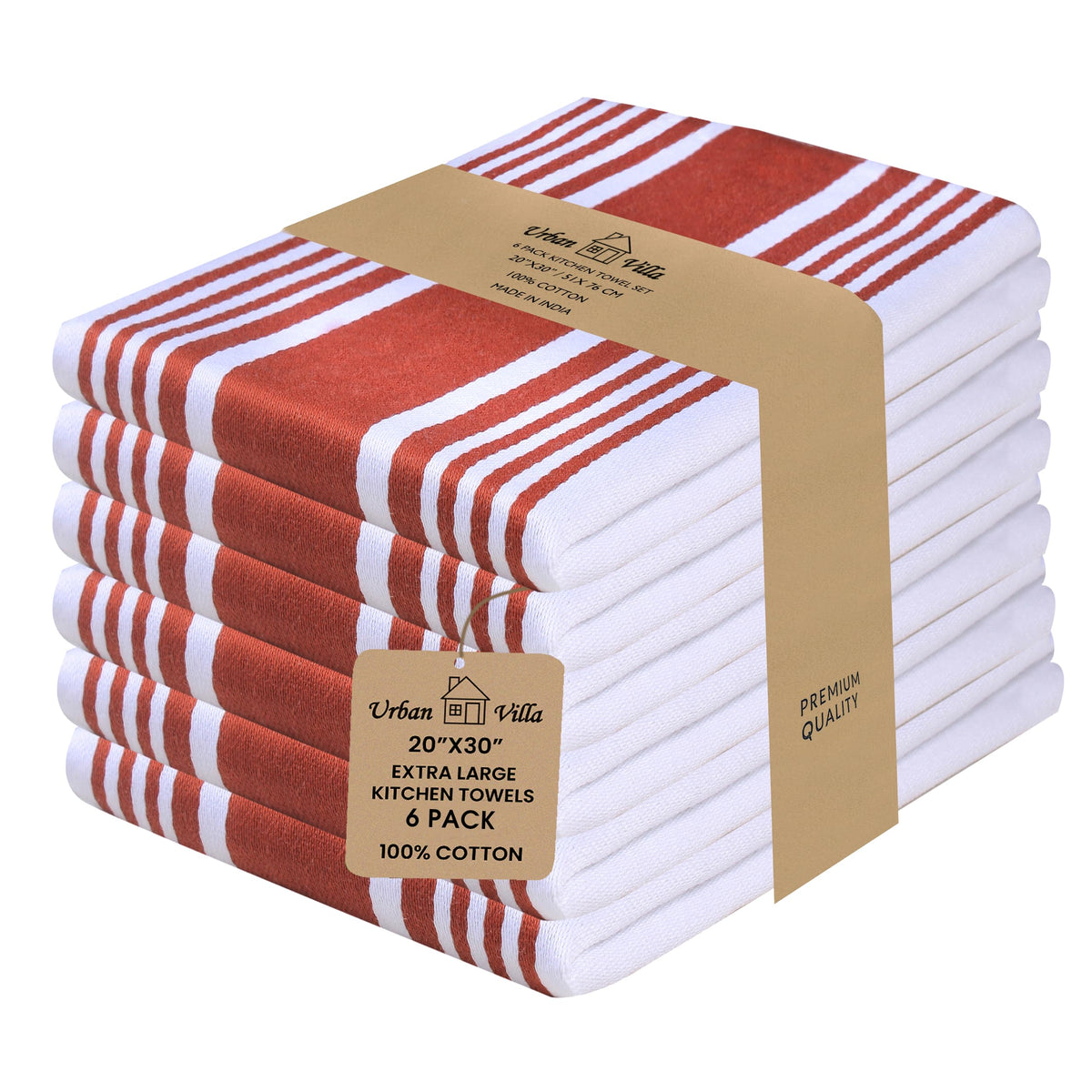 Urban Villa Kitchen Towels Cotton Dish Towels 12”x12” (Set of 8) Grey White