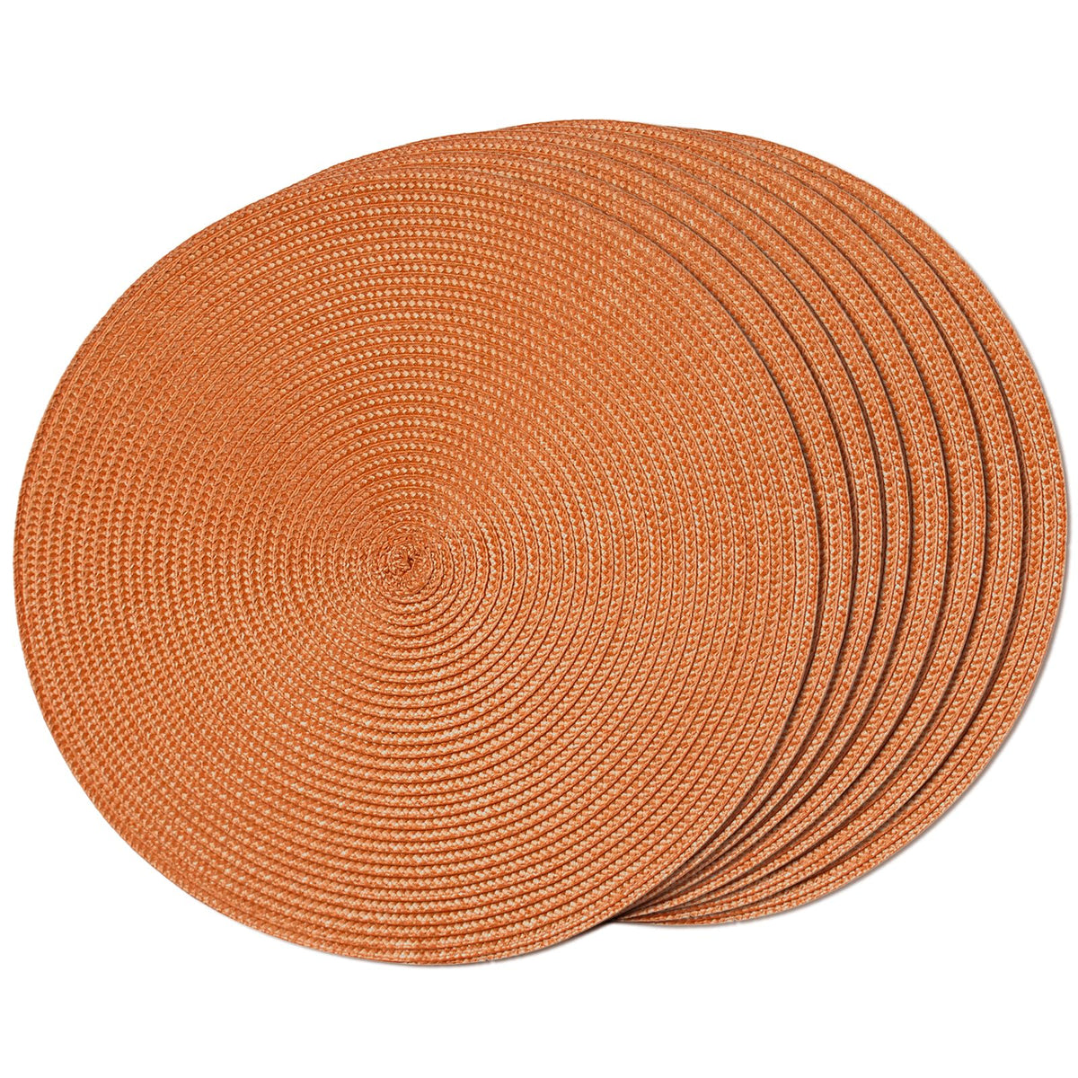 FunWheat Round Braided Placemats Set of 6 Table Mats for Dining Tables Woven Washable Non-Slip Place mats 15 in(Blue, 6pcs)