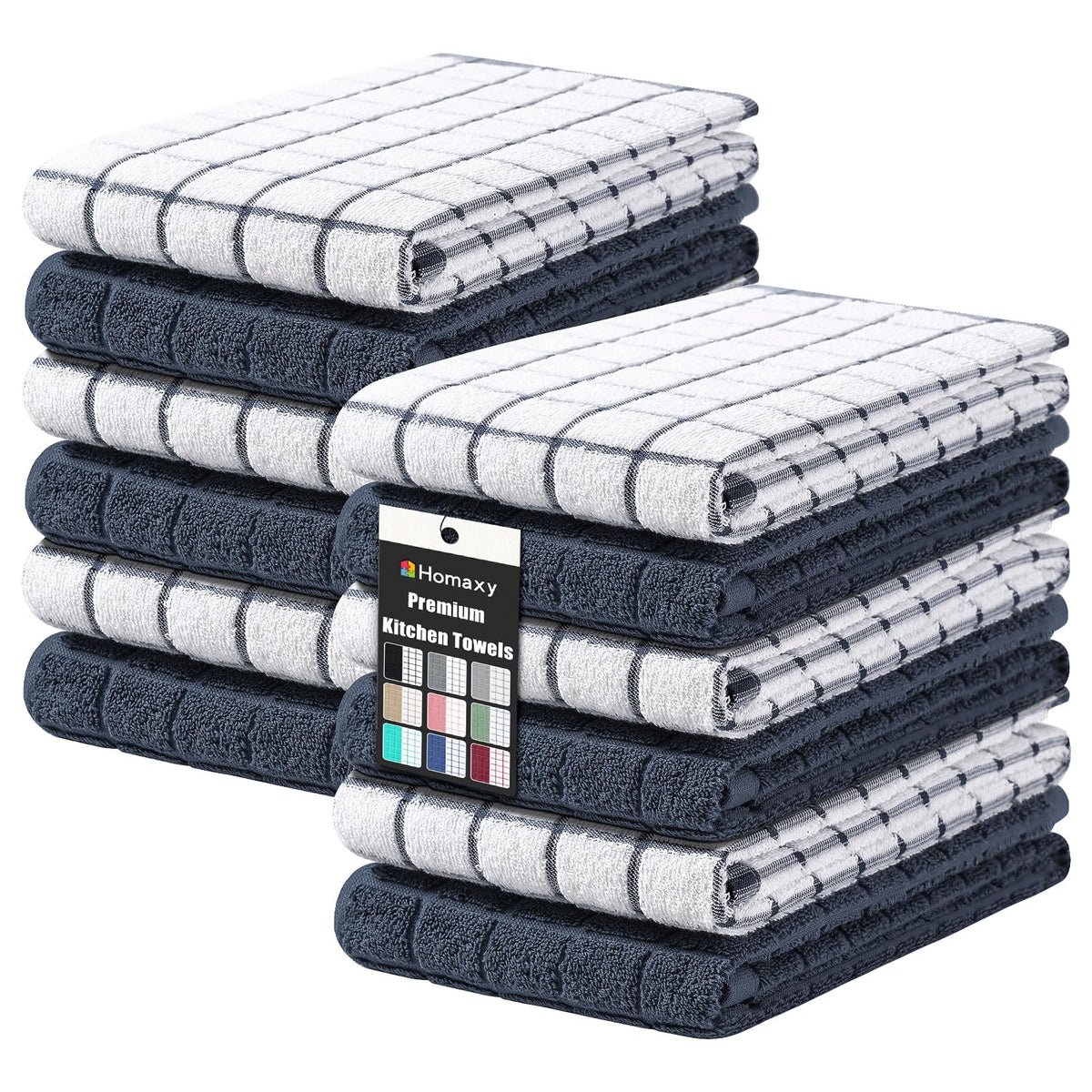 Homaxy Large Premium Cotton Kitchen Towels 16"x 28", 6 Pack, Grey