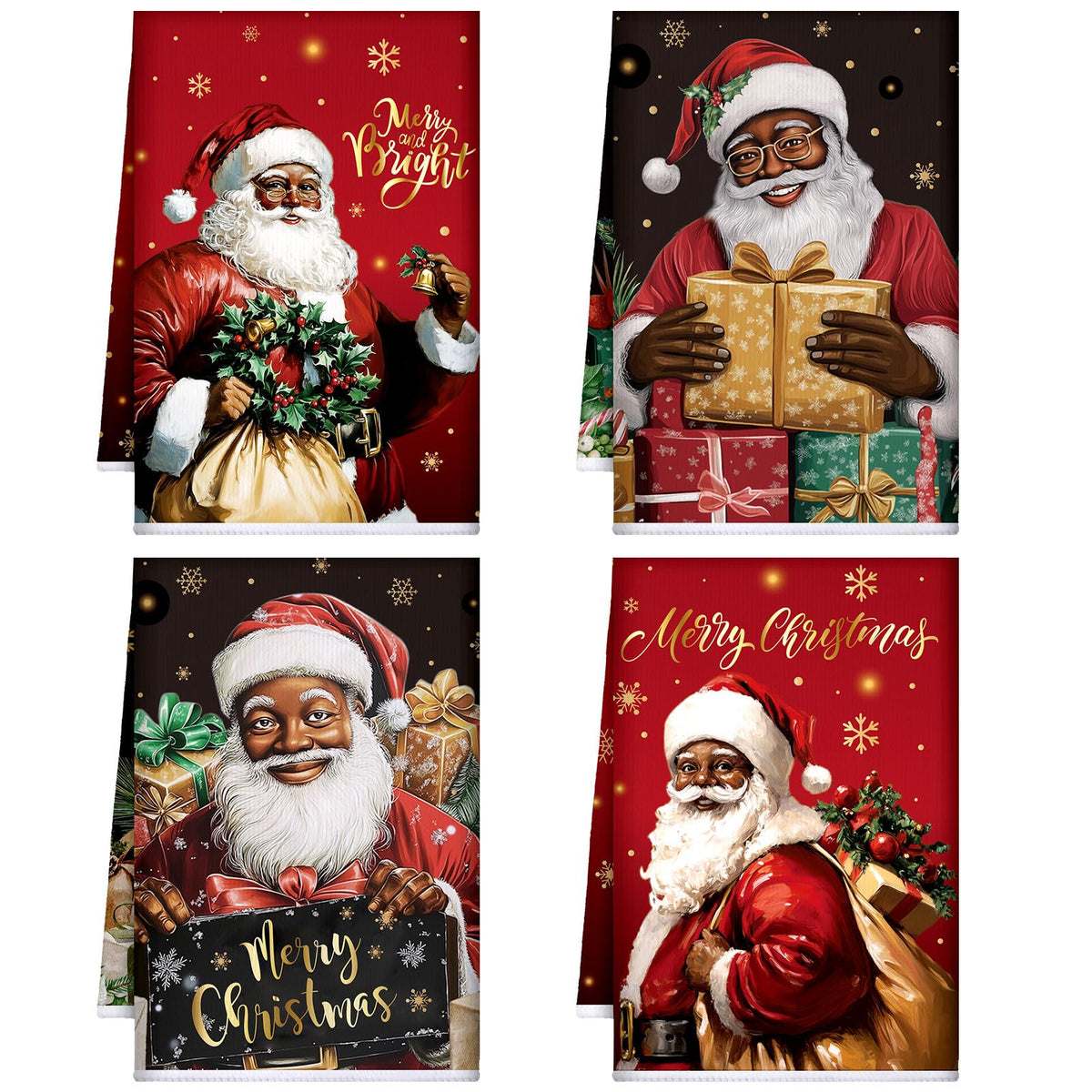 Honoson 4 Pack Black Stripe Kitchen Towels with Home Sweet Home Print
