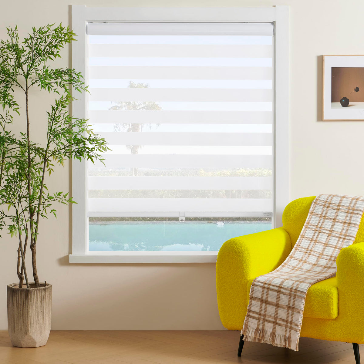 Cordless Zebra Blinds Window Blind Zebra Shade Blinds for Windows Roller Sheer Shades Privacy Light Filtering Shades for Home Kitchen Bathroom (Width 21'' X Height 72'' White)