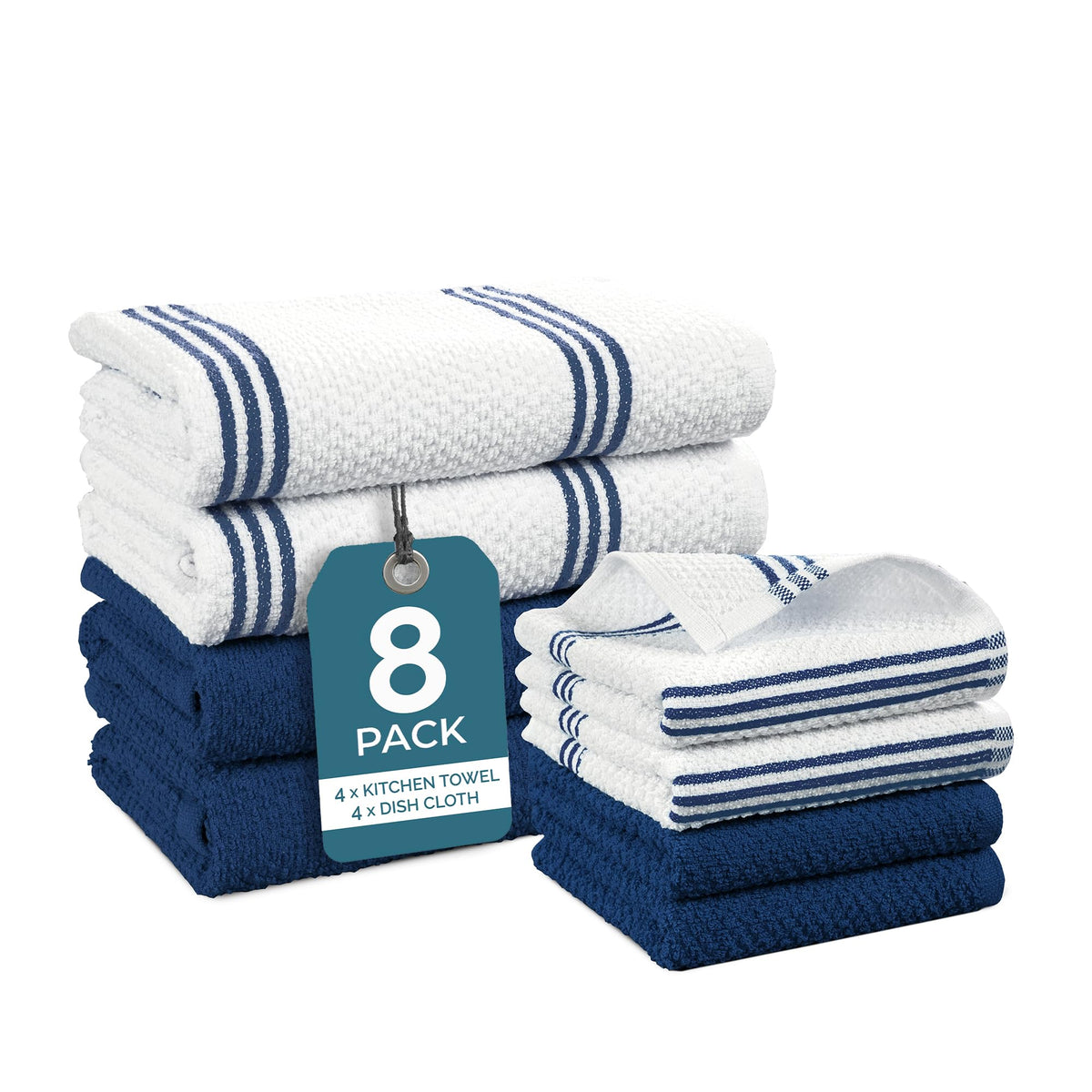 Casa Platino Silicone Oven Mitts Set, 8-Piece – 500°F Heat Resistant Mini Oven Mitt, Potholders for Kitchens, 2 Kitchen Towels & 2 Dish Cloths – Durable, Non-Slip & Machine Washable – Cornflower