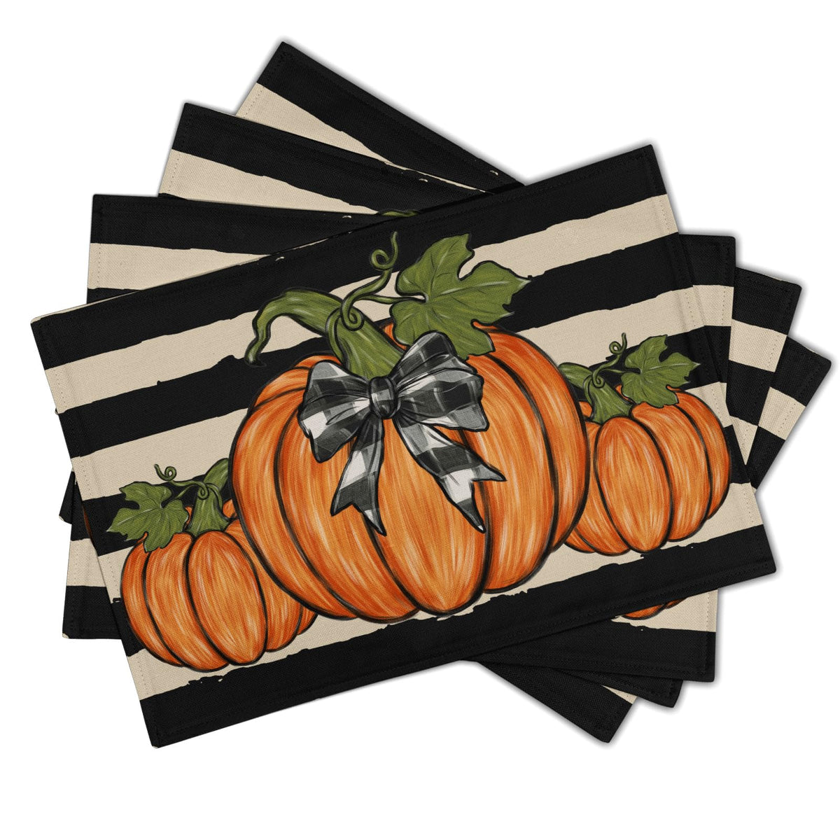 Fall Plaid Placemats Set of 4 Orange Navy Blue Buffalo Plaid Thanksgiving Themed Table Mats Farmhouse Place Mats Washable Linen Placemat for Party Kitchen Dining Decor 12x18 Inch