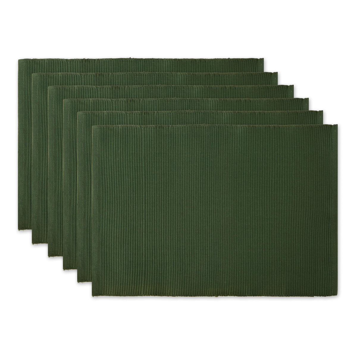 DII Basic Everyday Ribbed Tabletop 100% Cotton, Placemat Set, 13x19, Dark Brown, 6 Piece